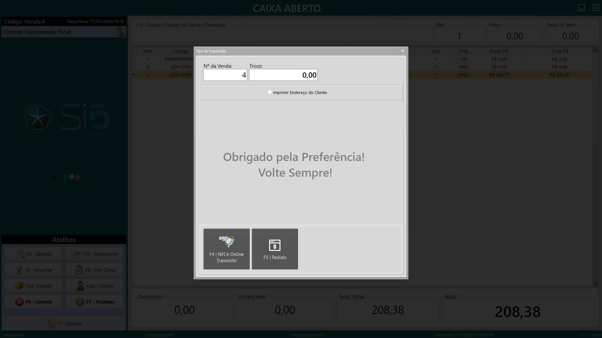 Impressão / Comprovante